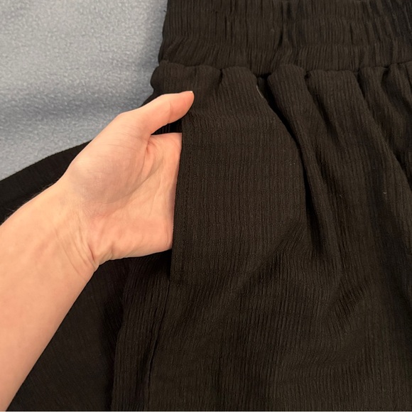 NWOT Carly Jean Los Angeles Black Wide-Leg Flare Flowy Beach Pants - Picture 7 of 10